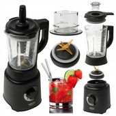 Blender Kielichowy Szklany do Koktajli Kruszy Lód Tytanowe Ostrza Moc 2000W