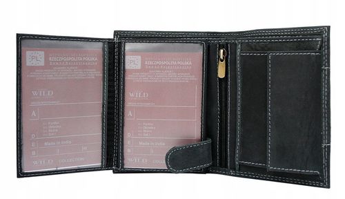 pionowy portfel męski, skóra naturalna, nubuk i jeans always wild na Arena.pl