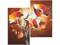 60X60CM ZEGAR MAKI BRĄZACH OBRAZ DREWNO ŚCIAN KWADRAT