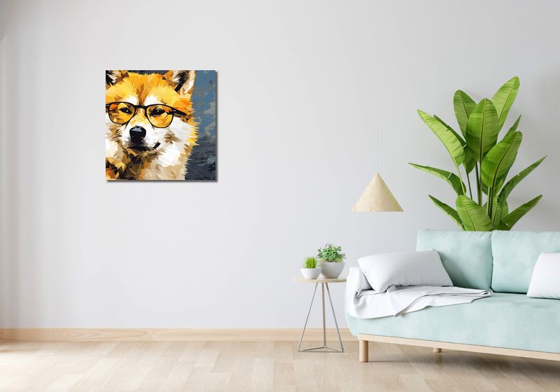 Obraz 60x60cm Intelektualny Psiak zdjęcie 2