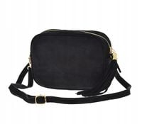 Laura Biaggi - torebka listonoszka skóra naturalna zamsz czarny TS 04-519