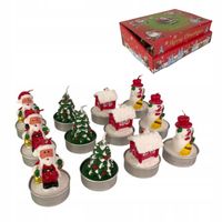 ŚWIECZKI TEALIGHT OZDOBY ŚWIĄTECZNE BOŻE NARODZENIE MIKOŁAJ CHOINKA 12SZT.
