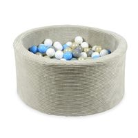 Suchy basen 90x40 Velvet sztruks szary z piłeczkami 300 szt.(jasnozłote, jasnobłękitne, szare, białe)
