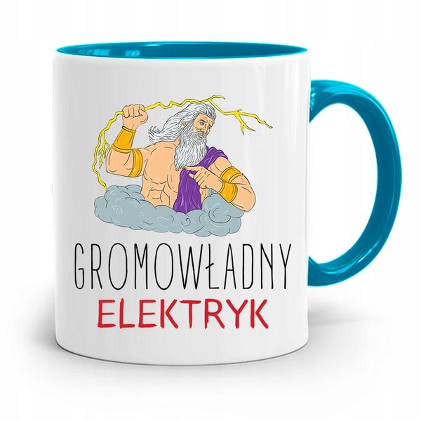 Kubek Błękitny Prezent Dla Gromowładnego Elektryka Z Nadrukiem Ze Zdjęciem zdjęcie 1