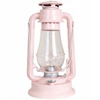 LAMPA NAFTOWA DUŻA RÓŻOWA metalowa szklany klosz loft do domu ogrodu
