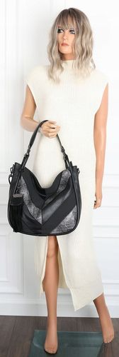 Torebka Damska Shopper Worek Pojemna Torba na Ramię Modna MC513 Czarna na Arena.pl