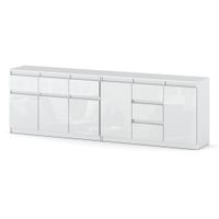 Komoda 6 Szuflad 240cm Duża Nowoczesna Szafka Salon Sypialnia Biały Połysk
