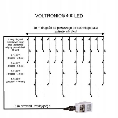 LAMPKI ZWISAJĄCE NA ZEWNĄTRZ KURTYNA ŚWIETLNA 400 LED + PILOT na Arena.pl