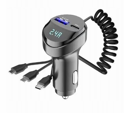ŁADOWARKA SAMOCHODOWA 2x USB + KABEL 3W1 USB-C MICRO USB APPLE LIGHTNING zdjęcie 4