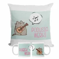 ZESTAW KUBEK + PODUSZKA KOT PUSHEN IMIĘ prezent PUSZIN CAT kotek