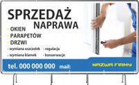 BANER REKLAMOWY 100x50cm gotowy projekt NAPRAWA OKIEN PARAPETÓW plandeka