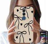 ETUI DO HUAWEI MATE 20 LITE - BEŻOWE KOKARDKI WSTĄŻKA MODNE WZORY
