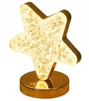 Lampa stołowa LED kryształowa gwiazda złota dotykowa 3-barwy CCT USB