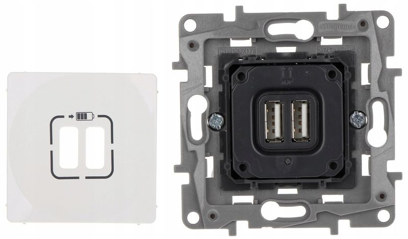 GNIAZDO ŁADOWARKA 2X USB 2,4A BIAŁE LEGRAND NILOE zdjęcie 6