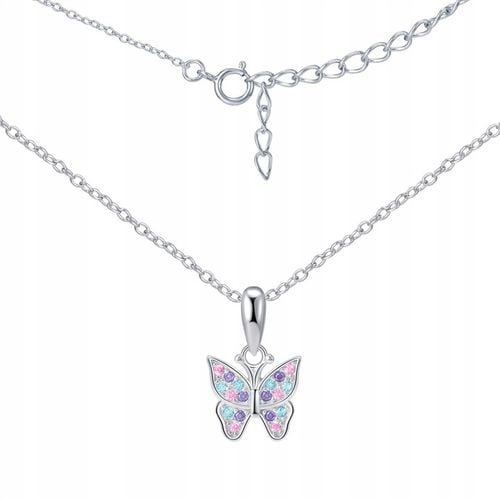 Naszyjnik srebrny 925 motylek dla dziewczynki łańcuszek z zawieszką srebro na Arena.pl