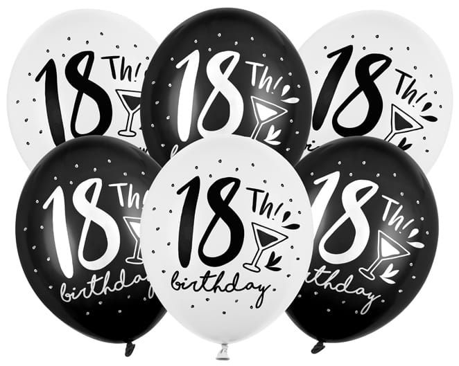 Balony 30cm, 18th! birthday, mix - 6szt zdjęcie 1