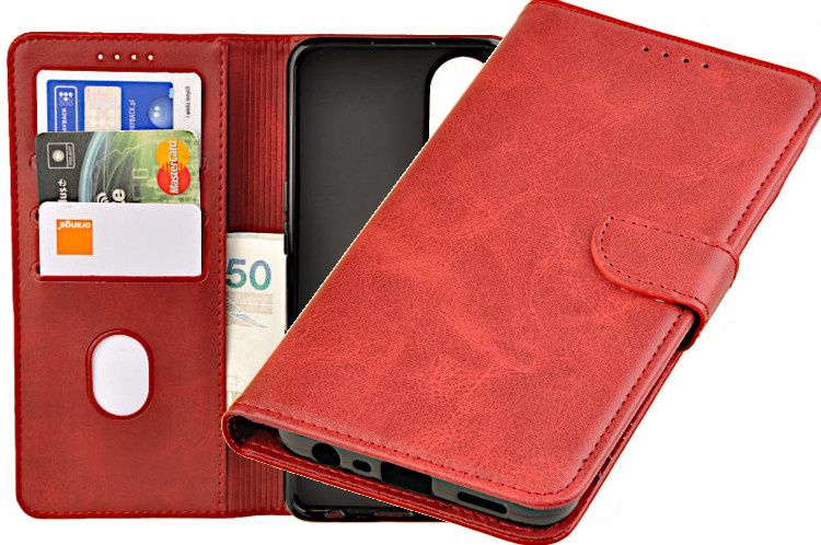Etui portfel Wallet do Oppo A78 4G czerwony zdjęcie 1