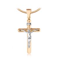 krzyżyk z żółtego i białego złota