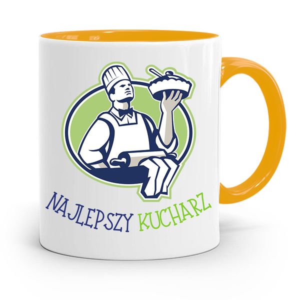 Kubek Żółty Dla Najlepszego Kucharza Kucharki Z Nadrukiem Ze Zdjęciem zdjęcie 1