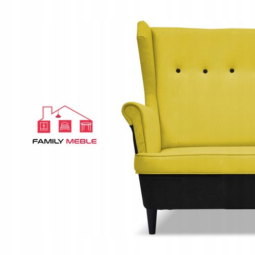 Zestaw wypoczynkowy ARI DUO sofa fotele  czarno - żółty na Arena.pl