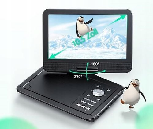 YOTON Przenośny Odtwarzacz DVD 12,5" HD, Obrotowy Ekran,USB/SD, AV na Arena.pl