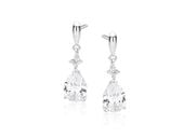 Eleganckie rodowane srebrne wiszące kolczyki łezki białe cyrkonie srebro 925 Z1591E_W