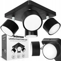 Lampa punktowa LED Heckermann 8795318A Czarna 4x głowica