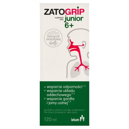 Zatogrip Junior Czarny Bez Pelargonia Afrykańska Wspiera Odpornosć 120 ml na Arena.pl