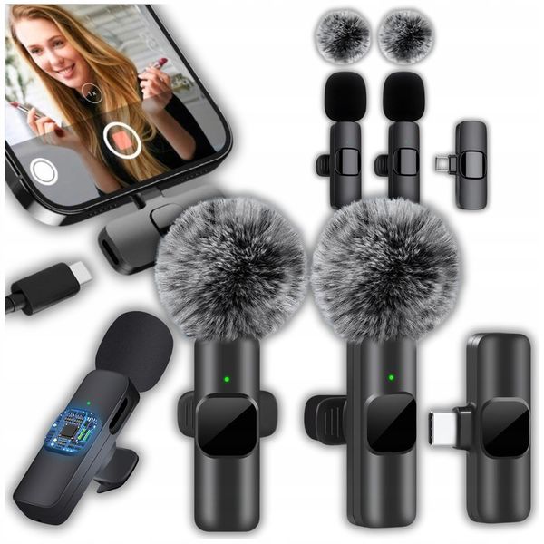 ZESTAW 2x MIKROFON KRAWATOWY BEZPRZEWODOWY USB C NA KLIPS USBC 2 MIKROFONY zdjęcie 1