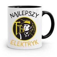 Kubek Czarny Prezent Elektryka Najlepszy Elektryk Z Nadrukiem Ze Zdjęciem