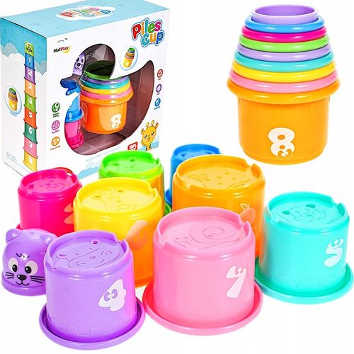 PIRAMIDA WIEŻA Z KLOCKÓW KUBECZKÓW DO ZABAWY WODY KLOCKI DLA DZIECI ZABAWKA na Arena.pl