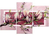 60CM 90 ZEGAR 3 ELEM SŁODYCZ MAGNOLII PUDROWYM RÓŻU ŚCIENNY