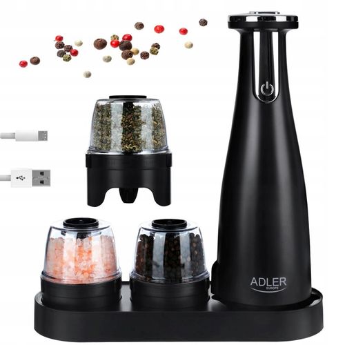 elektryczny młynek do pieprzu i soli pojemniczki ładowanie usb 3 zestaw 3w1 na Arena.pl