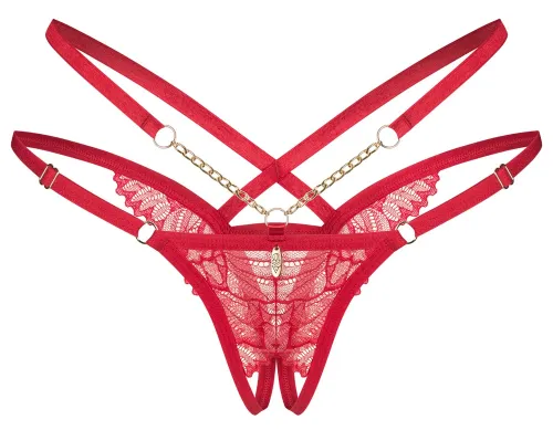 obsessive matildea string czerwony s/m z regulacją i ozdobą na Arena.pl