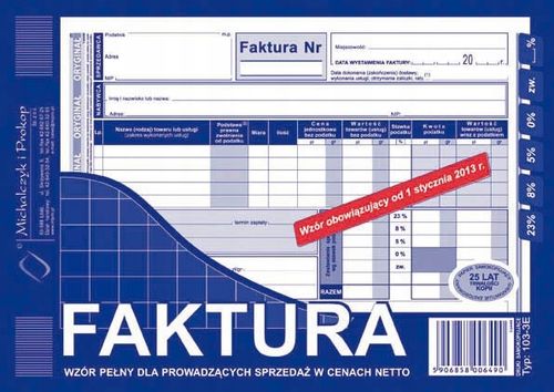 FAKTURA VAT (PEŁNA) A5 103-3E na Arena.pl