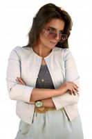 RAMONESKA NARZUTKA ŻAKIET EKO SKÓRA BEŻOWY M