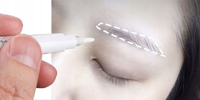 Marker biały do makijażu permanentnego brwi z linijką Prima Derma zdjęcie 3