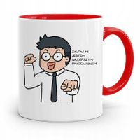 Dla Pracownika Kubek Czerwony Zaufaj Mi! Prezent Z Nadrukiem Ze Zdjęciem