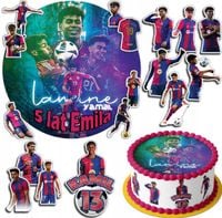 ZESTAW OPŁATEK NA TORT 30CM +17 POSTACI - LAMINE YAMAL + IMIĘ 24CM 26CM