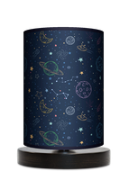 Lampa stołowa - drewniana mała - Galaktyka (granatowa)