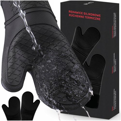Rękawice KUCHENNE Silikonowe DO Piekarnika Kuchni ŻAROODPORNE 2szt Czarne na Arena.pl