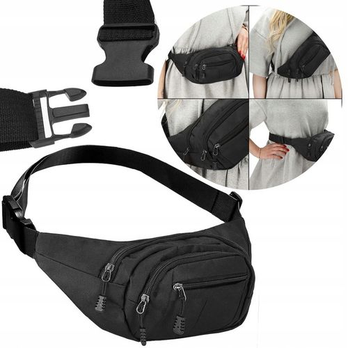 SASZETKA NERKA MĘSKA DAMSKA POJEMNA BIODRÓWKA SPORTOWA BIODROWA CZARNA na Arena.pl