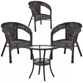 Zestaw Mebli Ogrodowych technorattan Classic Mini 3 Elementy Balkon SZARY