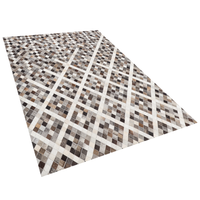 Dywan patchwork skórzany 140 x 200 cm szaro-brązowy AKDERE