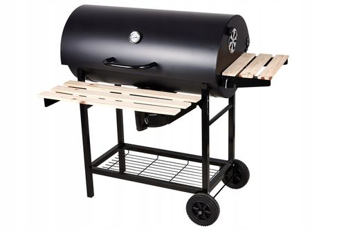 GRILL OGRODOWY DUŻY BBQ WĘGLOWY 3 RUSZTY Z POKRYWĄ TERMOMETR 71x36 cm RUSZT na Arena.pl