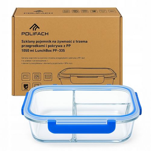 LUNCHBOX POJEMNIK SZKLANY NA ŻYWNOŚĆ 3-komorowy śniadaniówka 1050 ml na Arena.pl
