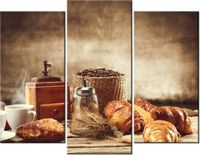 60 90CM OBRAZ 3 ELEM SMAKOWITE ŚNIADANIE ŚCIENNY DRUK PŁÓTNO