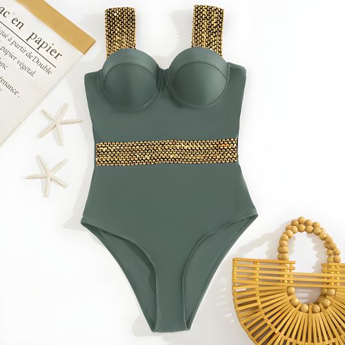 JEDNOCZĘŚCIOWY STRÓJ KĄPIELOWY CEKINY GORSETOWY PUSH UP USZTYWNIANY XXL na Arena.pl