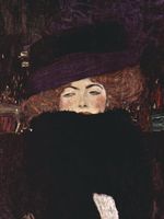 Plakat 60x80cm Lady with Hat and Feather Boa, Klimt Vintage