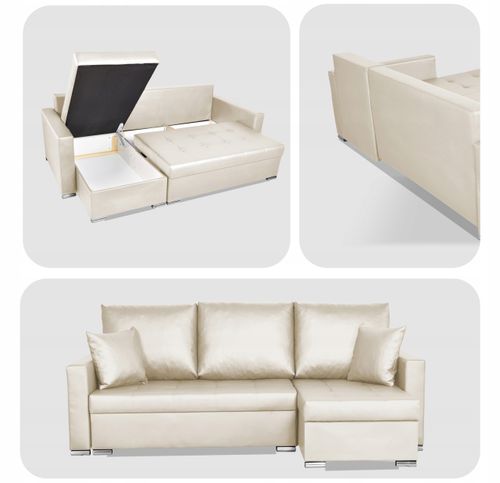 Narożnik rozkładany z funkcją spania ekoskóra Varius rogówka Family Meble na Arena.pl